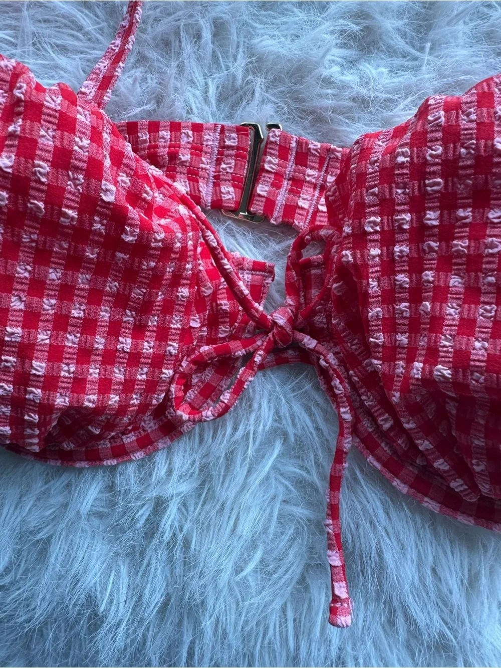 wild fable Red Gingham Underwire Bikini top  8-DD 10-D
